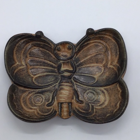Vintage Ceramic Art Pottery Butterfly Ashtray Trinket Dish - Picture 1 of 4